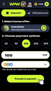 5. step - Make the first deposit